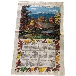Vintage 1994 Kay Dee Linen Calendar Towel Autumn